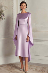 Dreamyannie Sheath Knee-Length Lilac Scoop Formal Dress With Shawl