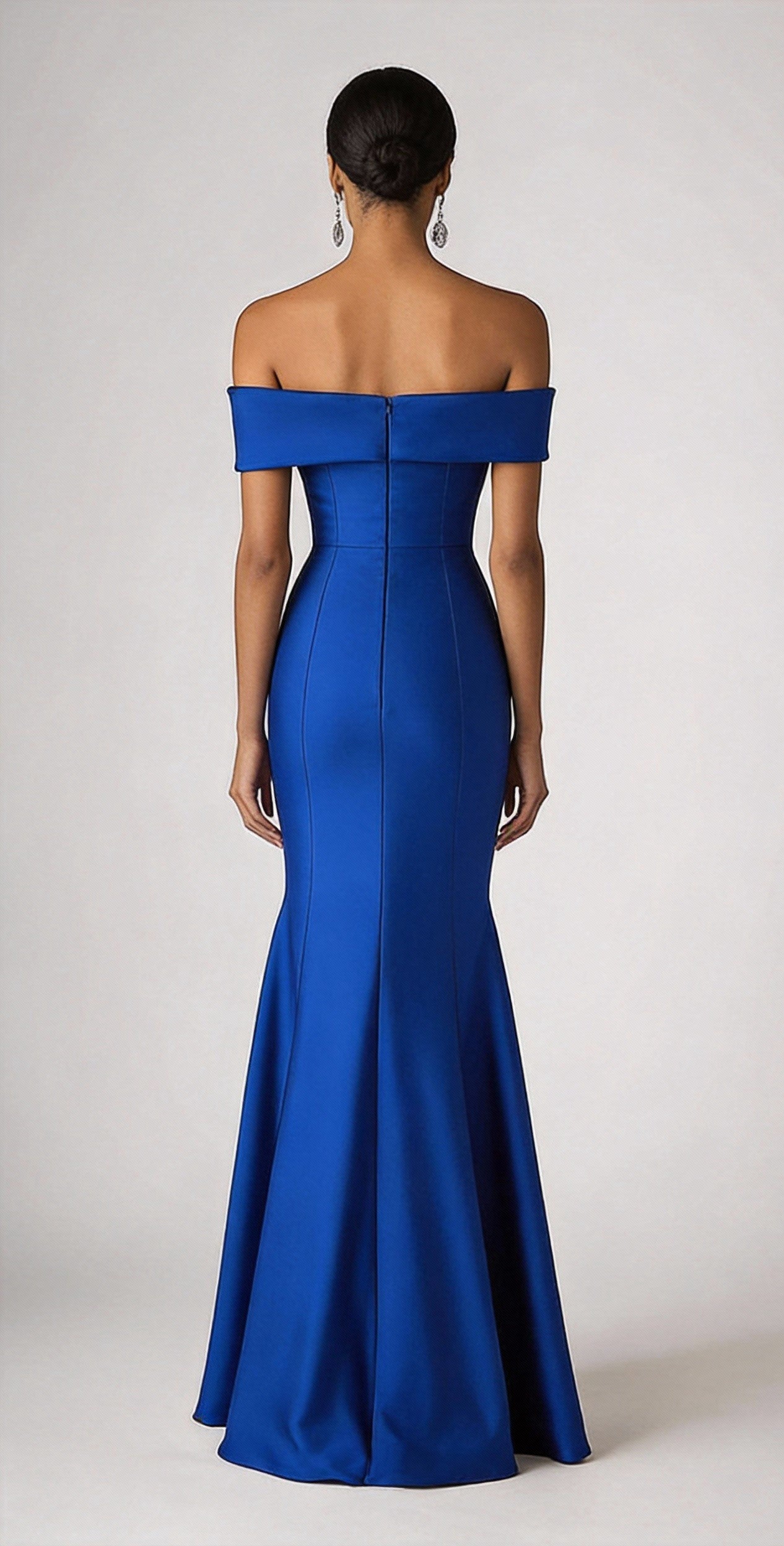 Dreamyannie Sheath Satin Royal Blue Wedding Guest Dress Long Formal Dress