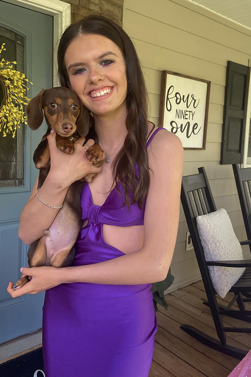 Dreamyannie Spaghetti Straps Cut Out Fuchsia Prom Dress Long Formal Dress With Slit