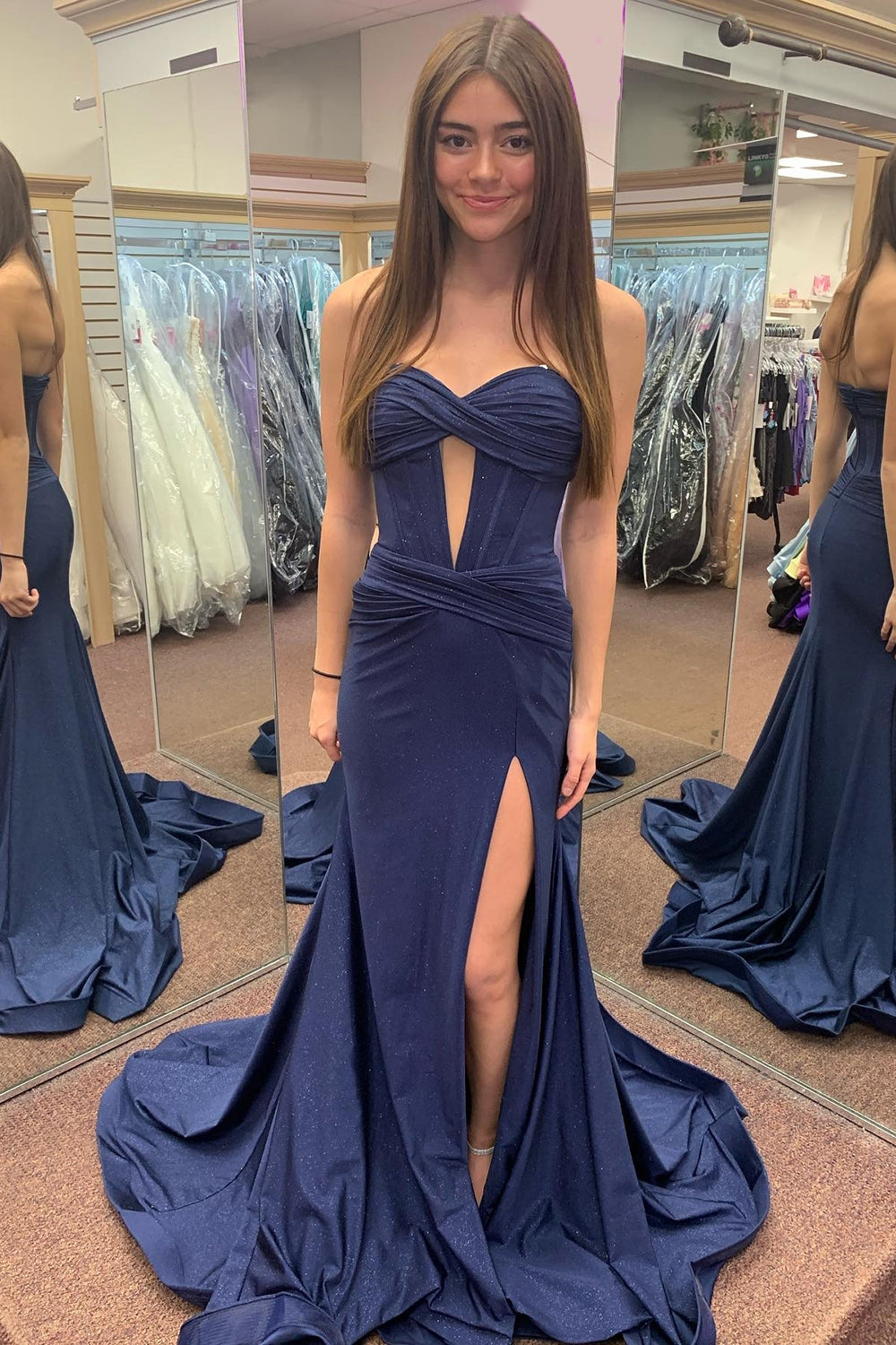 Dreamyannie Sweetheart Black Prom Dress Mermaid Hollow Out Corset Long Formal Dress With Slit