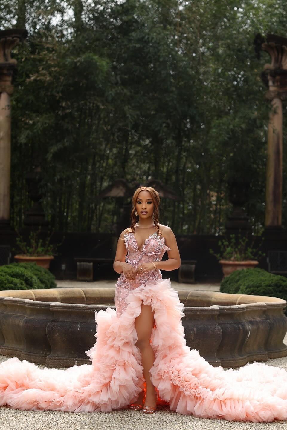 Dreamyannie Sweetheart Pink Prom Dress Beaded Lace Strapless Pretty Formal Dress