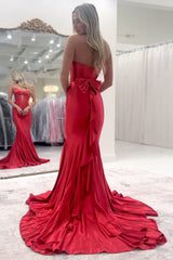 Dreamyannie Sweetheart Red Prom Dress Cut Out Mermaid Long Formal Dress