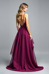 Dreamyannie Tiered Asymmetrical Dark Purple Wedding Guest Dress A Line Formal Dress