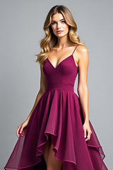 Dreamyannie Tiered Asymmetrical Dark Purple Wedding Guest Dress A Line Formal Dress