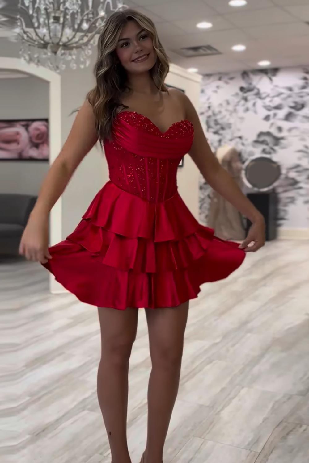 Dreamyannie Yellow A Line Homecoming Dresses Satin Short Corset Cocktail Dresses With Lace