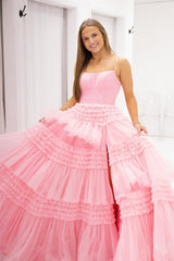 Dreamyannie Yellow Prom Dress A Line Ruffled Tiered Formal Dress With Feathers