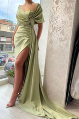 Elegant Portrait A Line Prom Dress With Ruffles Long