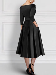 Elegant V Neck A Line Tea Length Mother of the Bride Dresses with Appliques