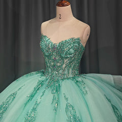 Mint Green Quinceanera Dress Tiptop Strapless Mexico Beaded Corset Sweet 16 Ball Gown Dress