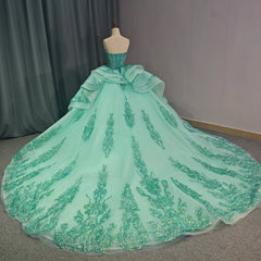 Mint Green Quinceanera Dress Tiptop Strapless Mexico Beaded Corset Sweet 16 Ball Gown Dress