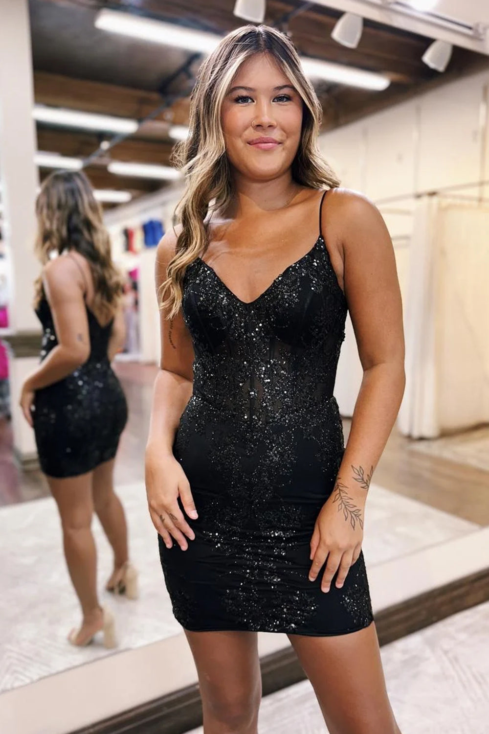 Emerald Green Homecoming Dress Sequined Corset Short Cocktail Dresses