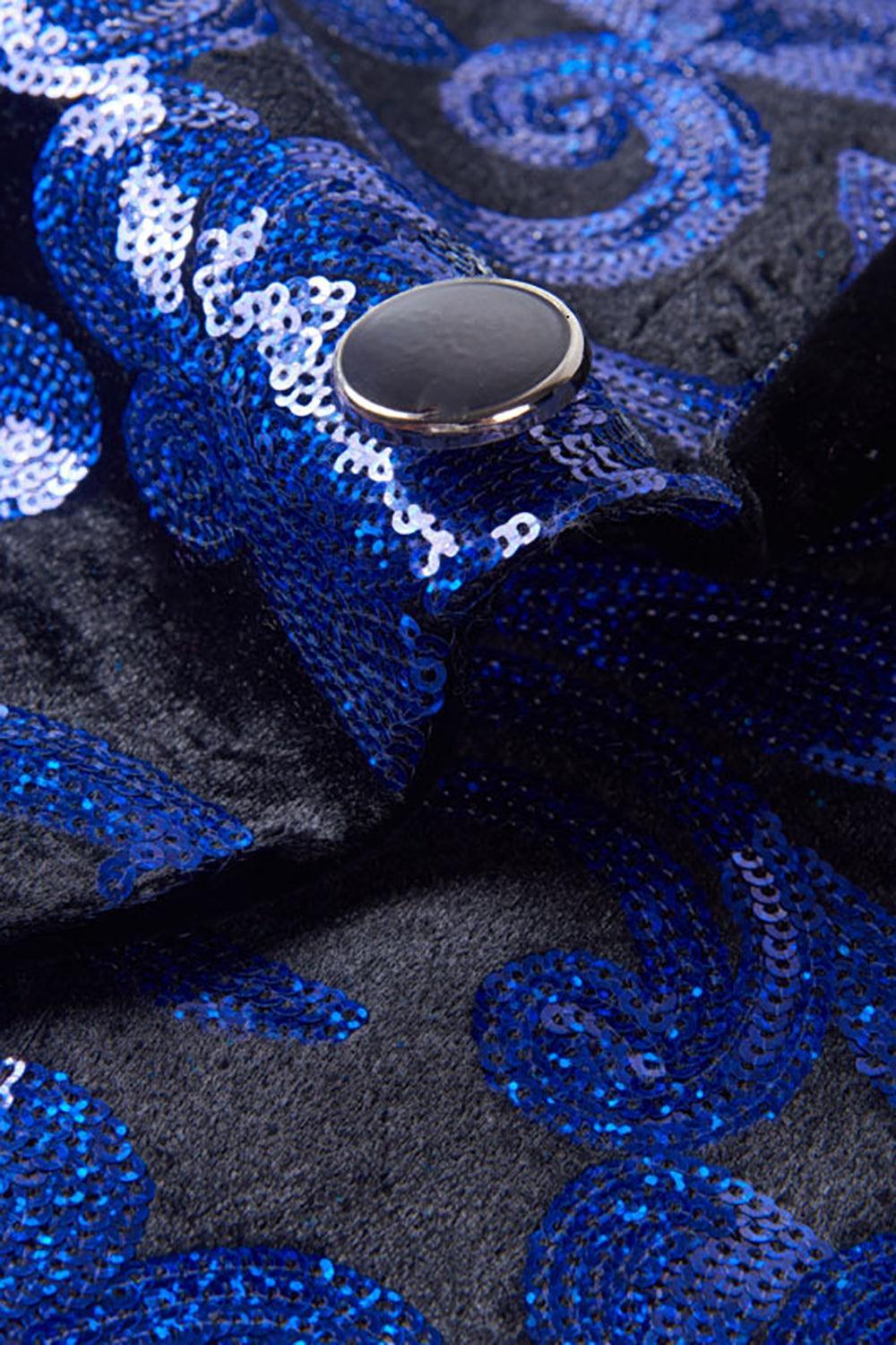 Eye-Catching Royal Blue Sequins 2-Piece Men's Suit