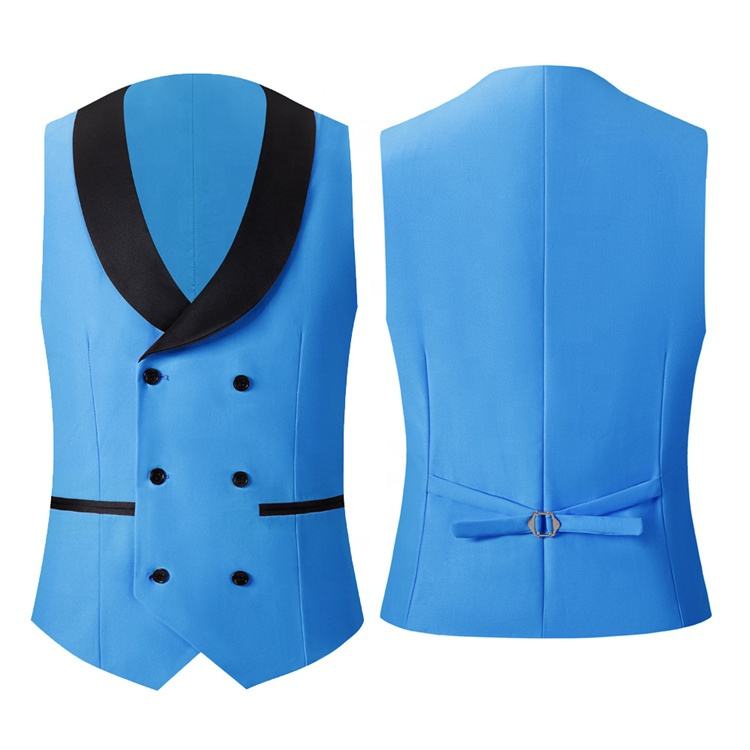 Fashion Blue Peaked Lapel 3 Piece Prom Suit