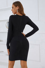 Fashion Sheath Jewel Black Homecoming Dress Party Dress with Long Sleeves
