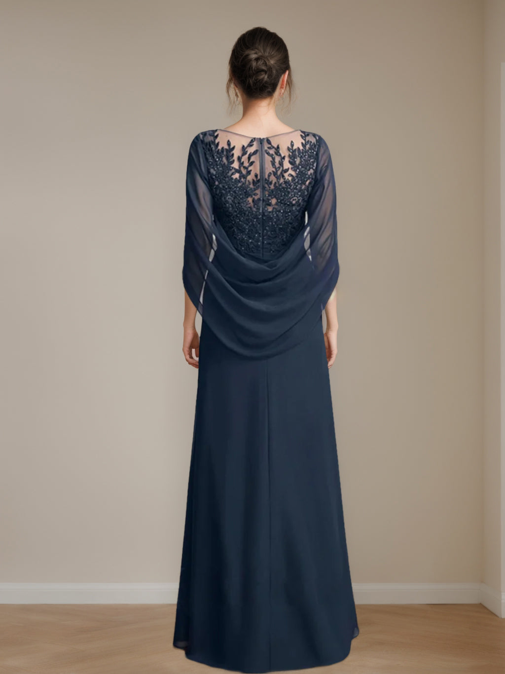 Long A Line Mother of the Bride Dresses with Scoop Neckline Pleated & Sequins