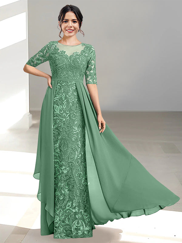 Long Mother of the Bride Dresses with A Line and Scoop Necklines