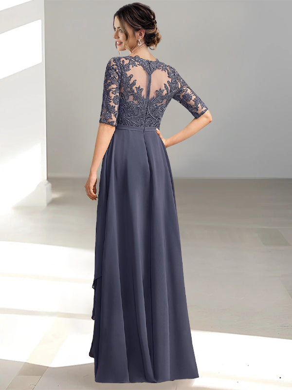 Long Mother of the Bride Dresses with A Line and Scoop Necklines