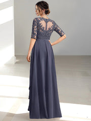 Long Mother of the Bride Dresses with A Line and Scoop Necklines