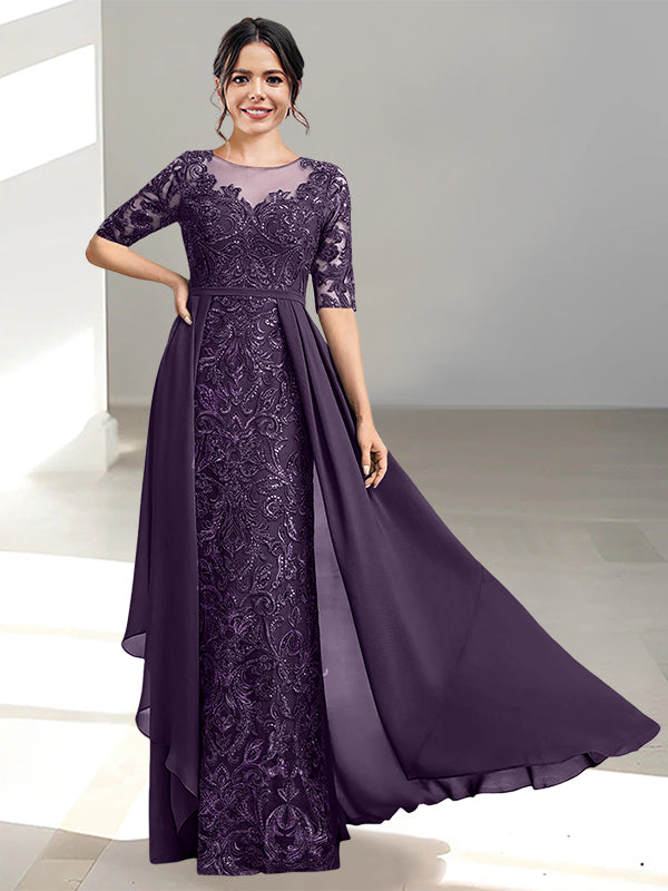 Long Mother of the Bride Dresses with A Line and Scoop Necklines
