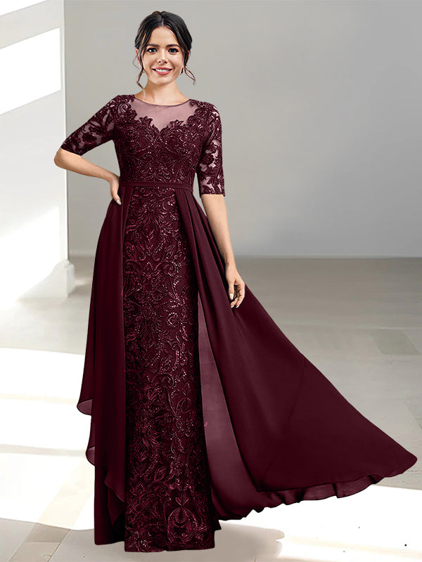 Long Mother of the Bride Dresses with A Line and Scoop Necklines