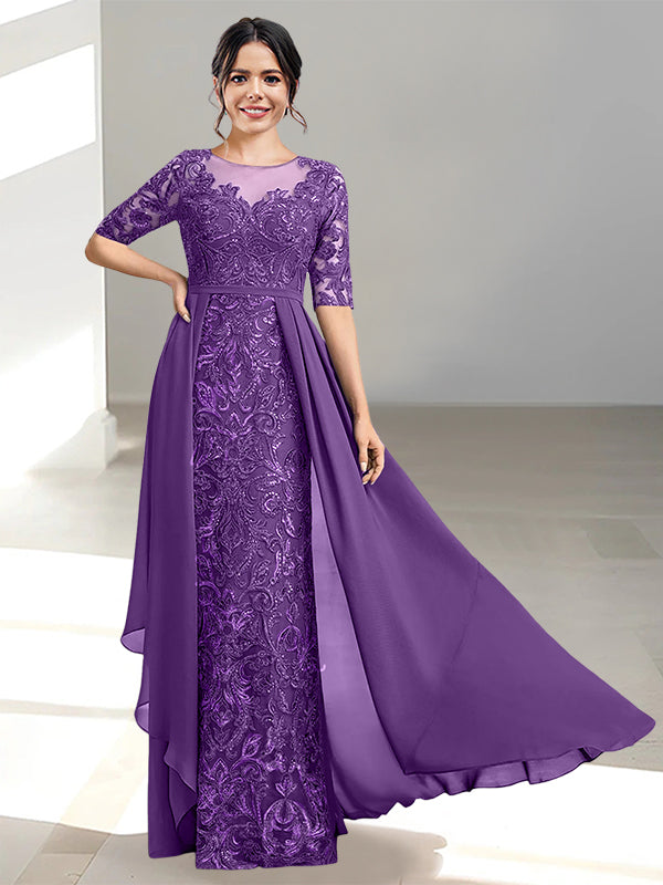 Long Mother of the Bride Dresses with A Line and Scoop Necklines