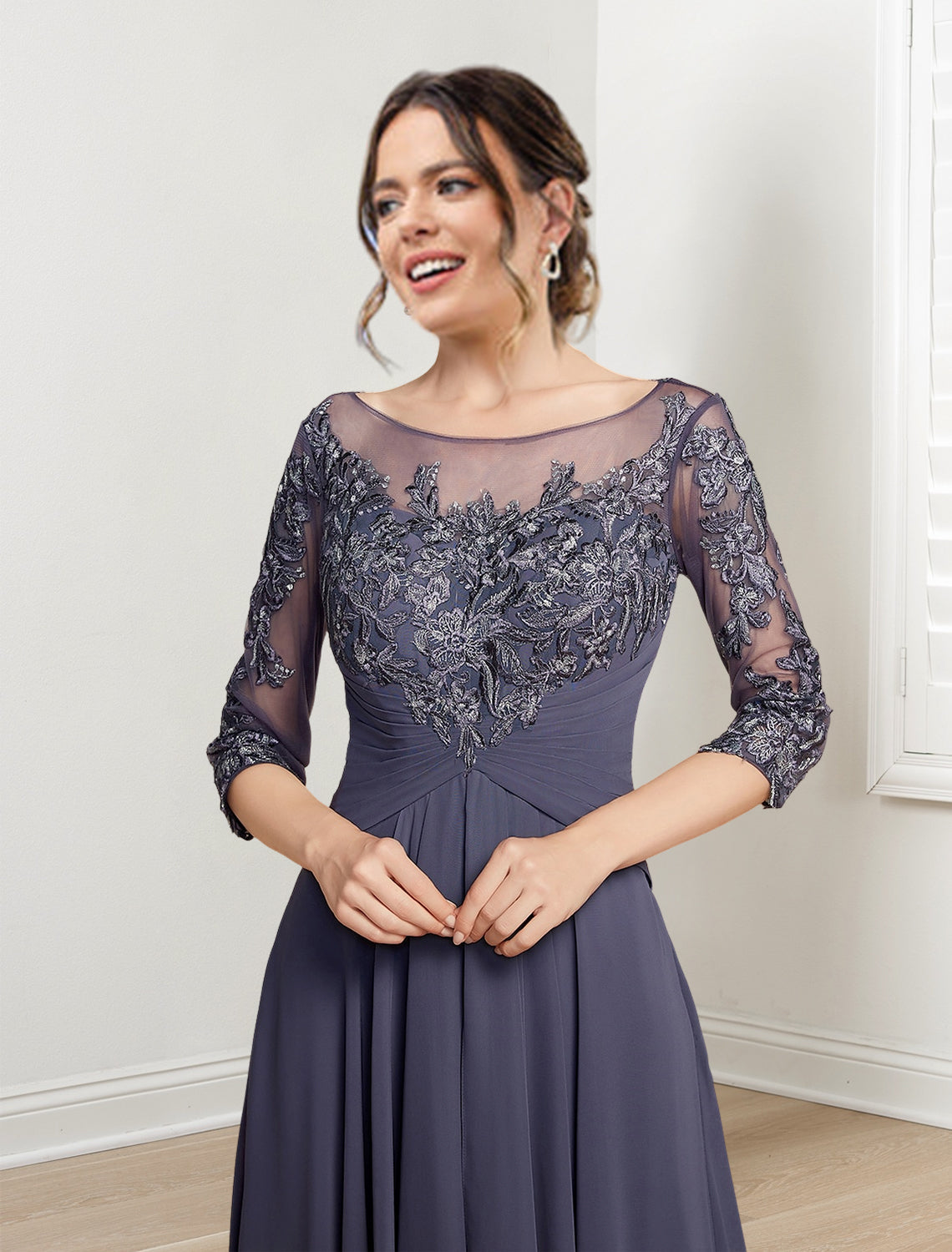 Long Mother of the Bride Dresses with A Line and Scoop Necklines