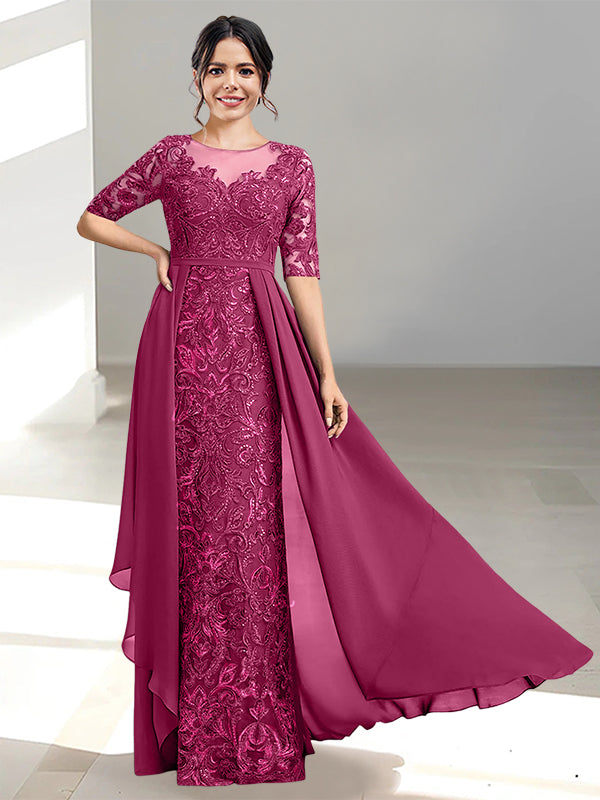 Long Mother of the Bride Dresses with A Line and Scoop Necklines