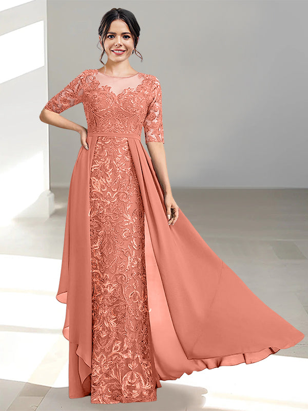 Long Mother of the Bride Dresses with A Line and Scoop Necklines