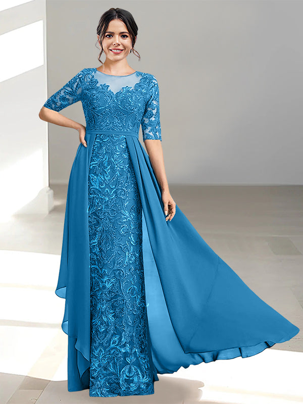 Long Mother of the Bride Dresses with A Line and Scoop Necklines
