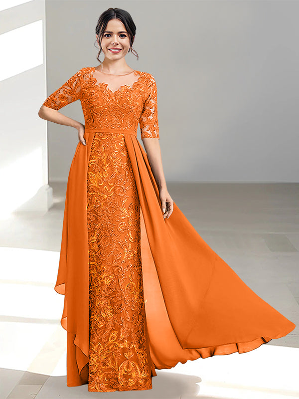 Long Mother of the Bride Dresses with A Line and Scoop Necklines