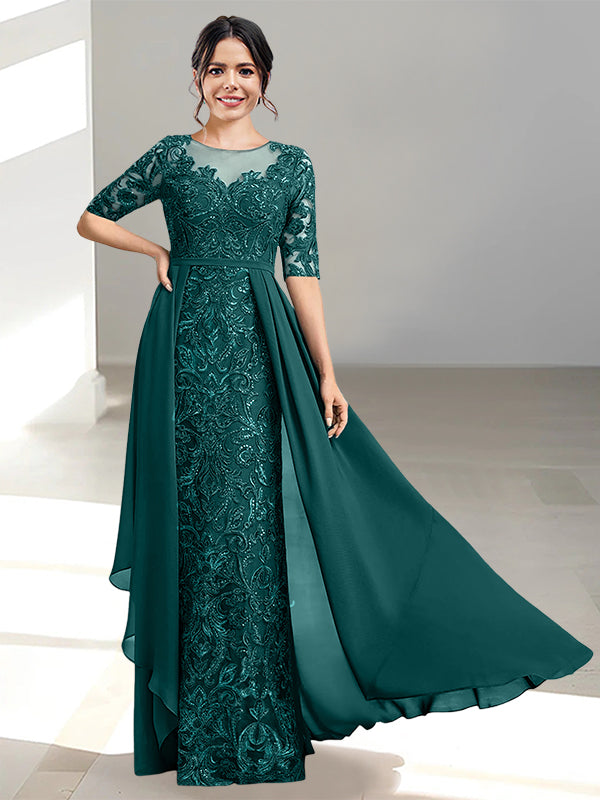 Long Mother of the Bride Dresses with A Line and Scoop Necklines