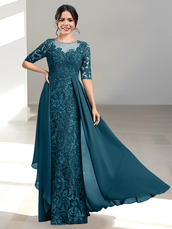 Long Mother of the Bride Dresses with A Line and Scoop Necklines