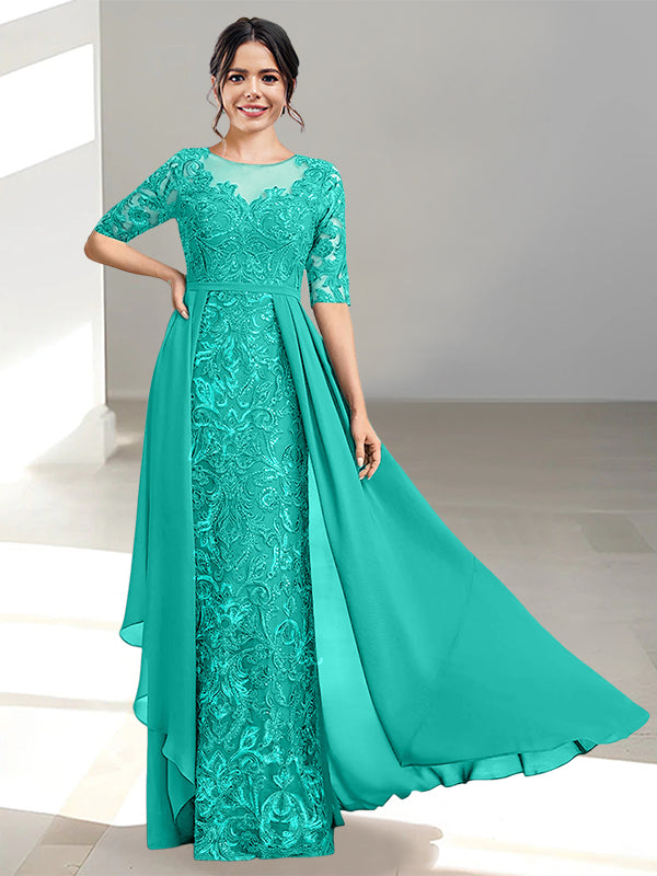 Long Mother of the Bride Dresses with A Line and Scoop Necklines
