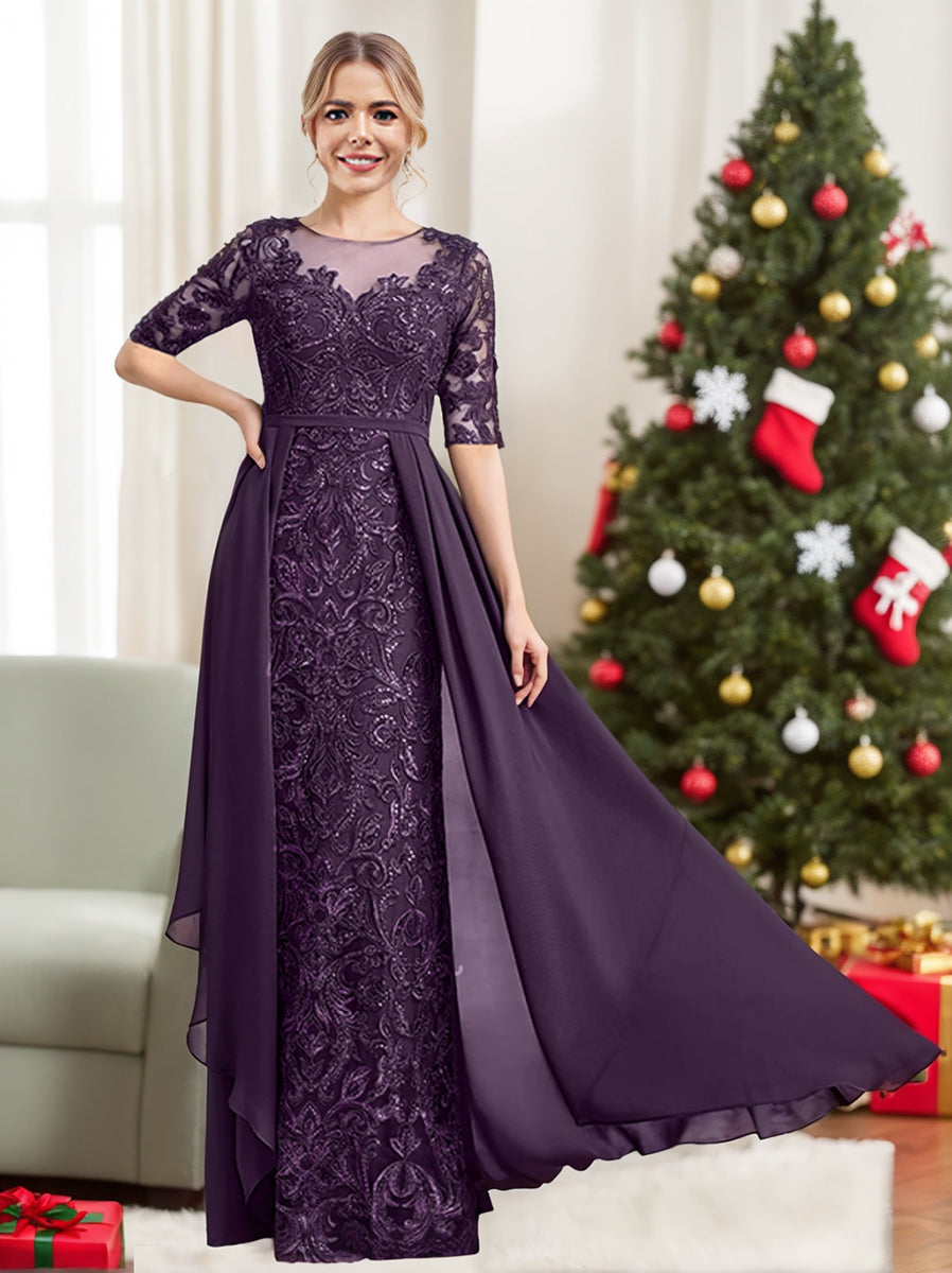 Long Mother of the Bride Dresses with A Line and Scoop Necklines