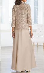Long Mother of the Bride Gown with Spaghetti Strap Sheath Column Design