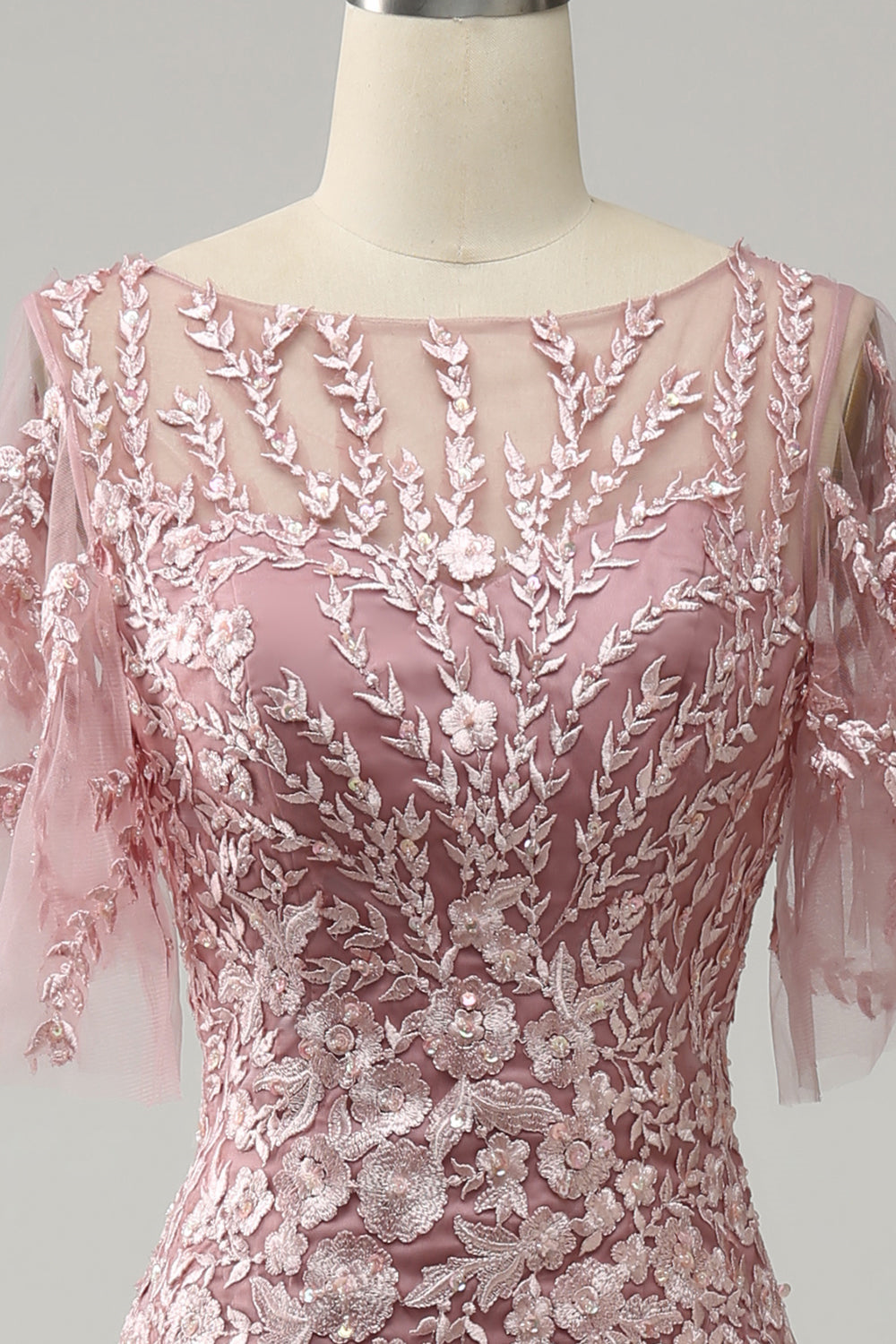 Long Mother of the Bride Lace Dresses with Trumpet Mermaid Scoop Half Sleeves