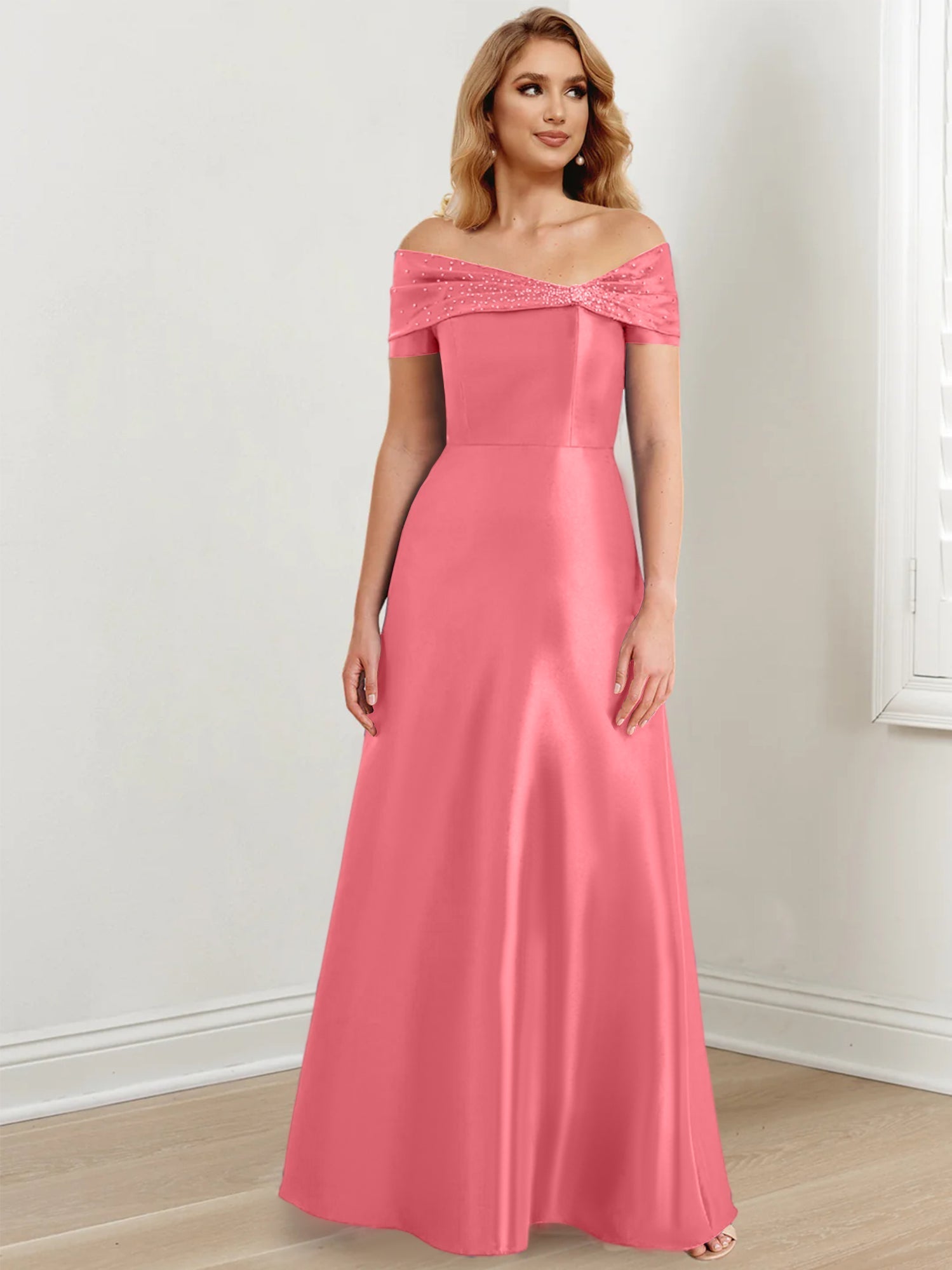 Long Off the Shoulder Mother of the Bride A Line Dresses