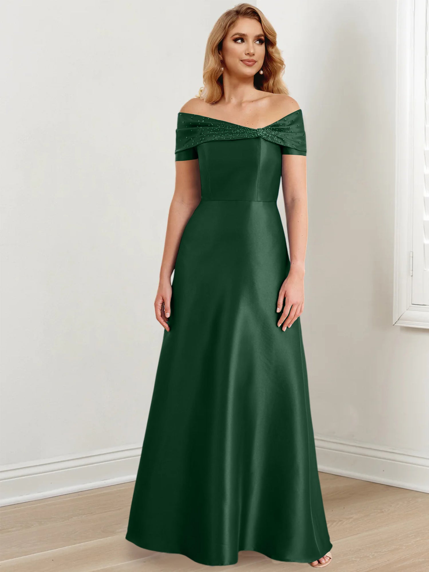 Long Off the Shoulder Mother of the Bride A Line Dresses
