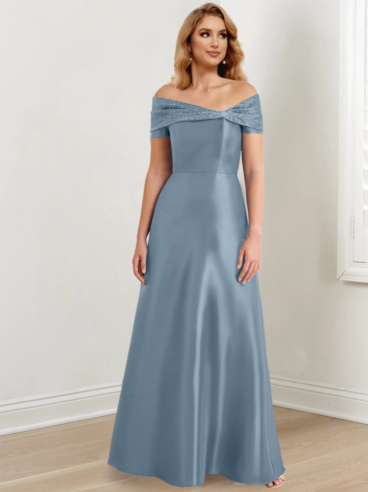 Long Off the Shoulder Mother of the Bride A Line Dresses