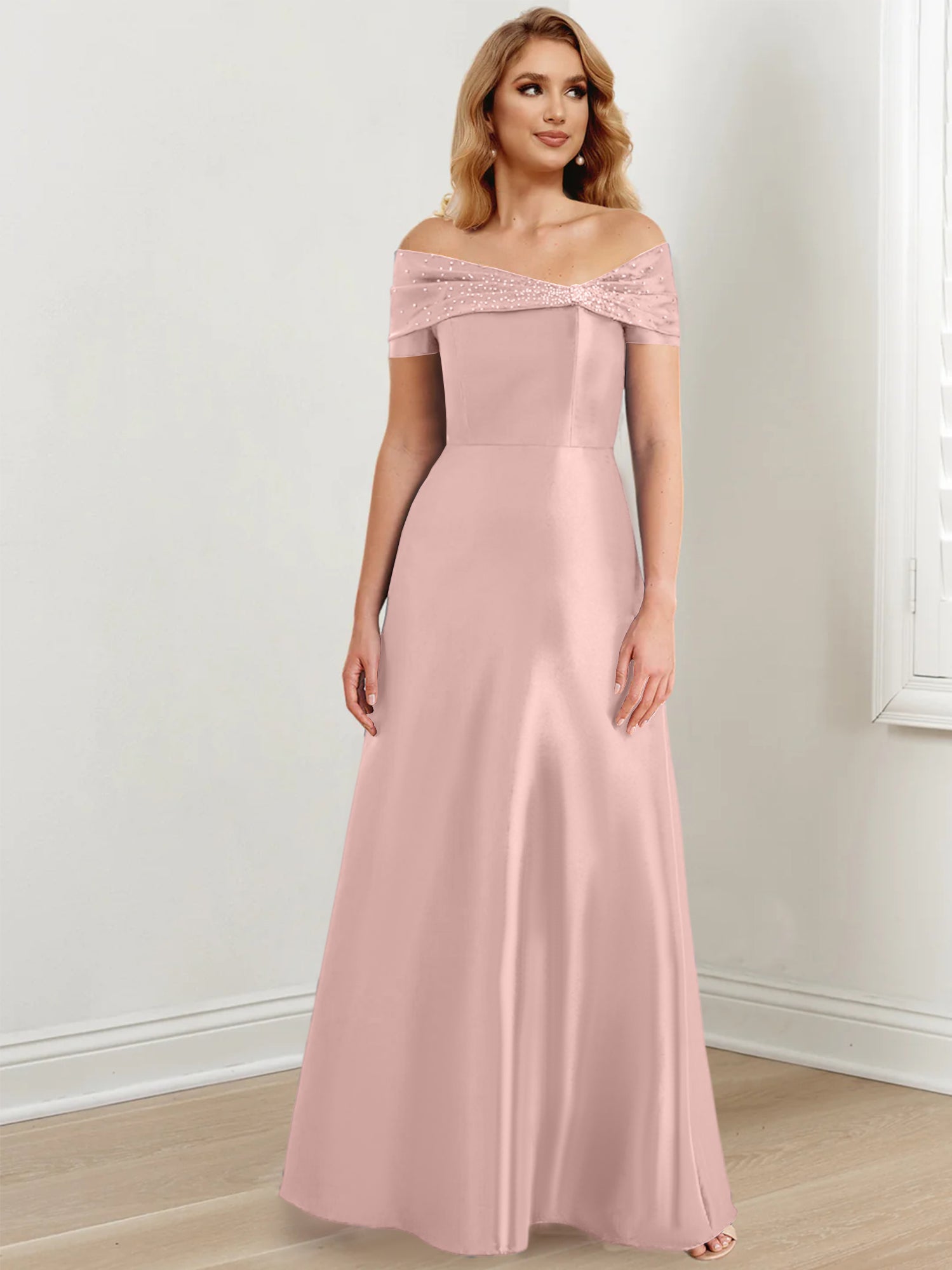Long Off the Shoulder Mother of the Bride A Line Dresses
