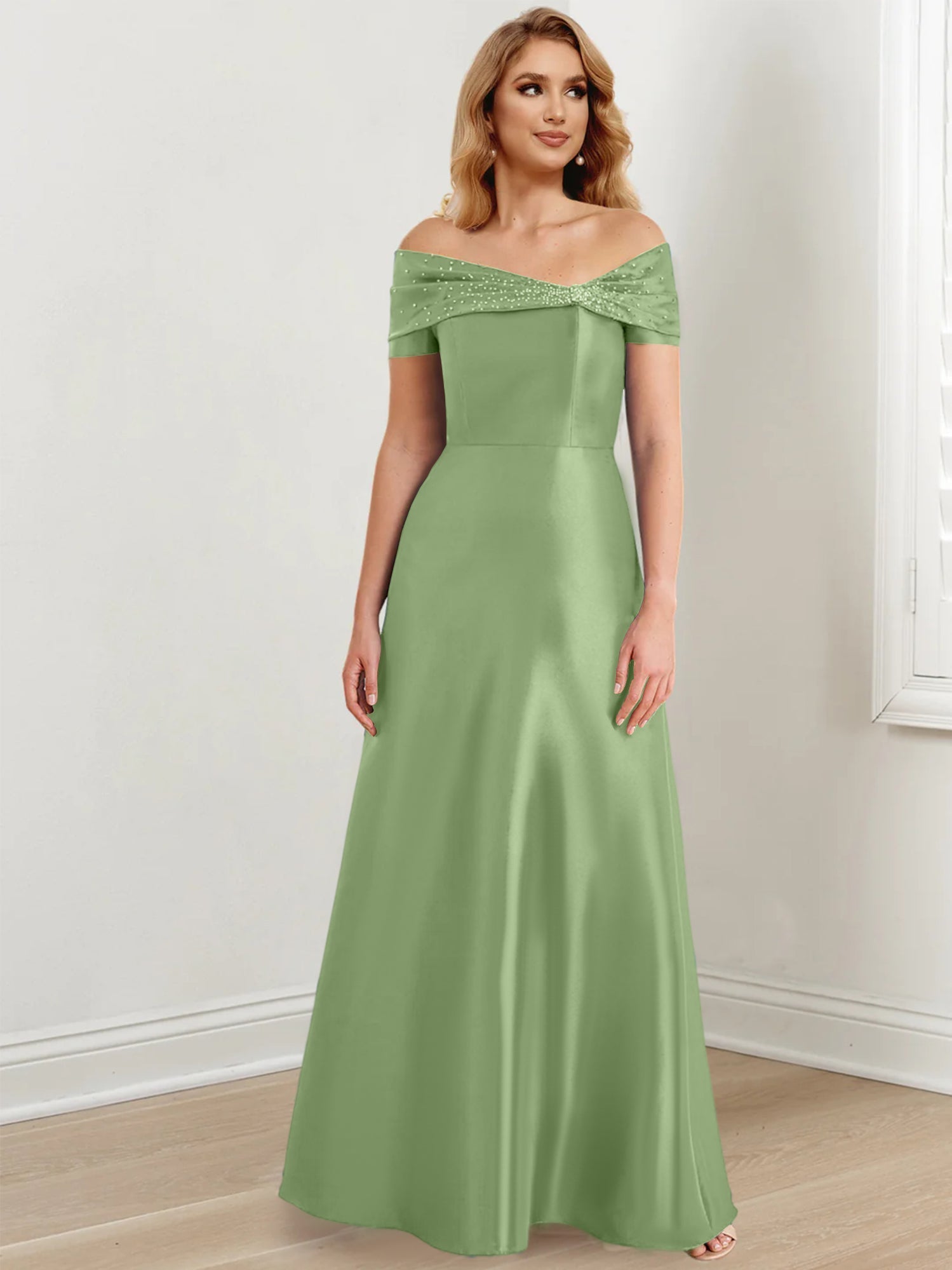 Long Off the Shoulder Mother of the Bride A Line Dresses