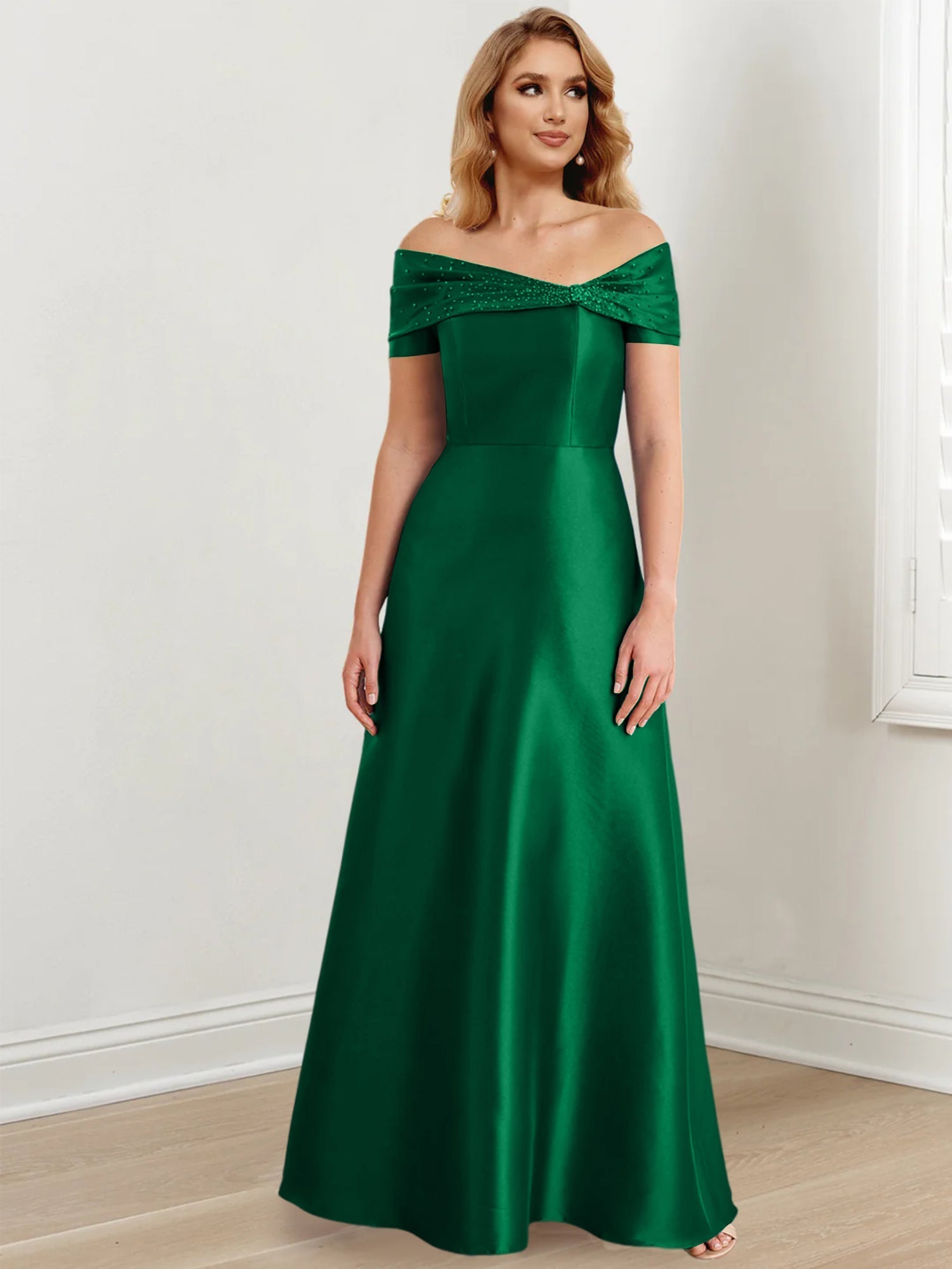 Long Off the Shoulder Mother of the Bride A Line Dresses