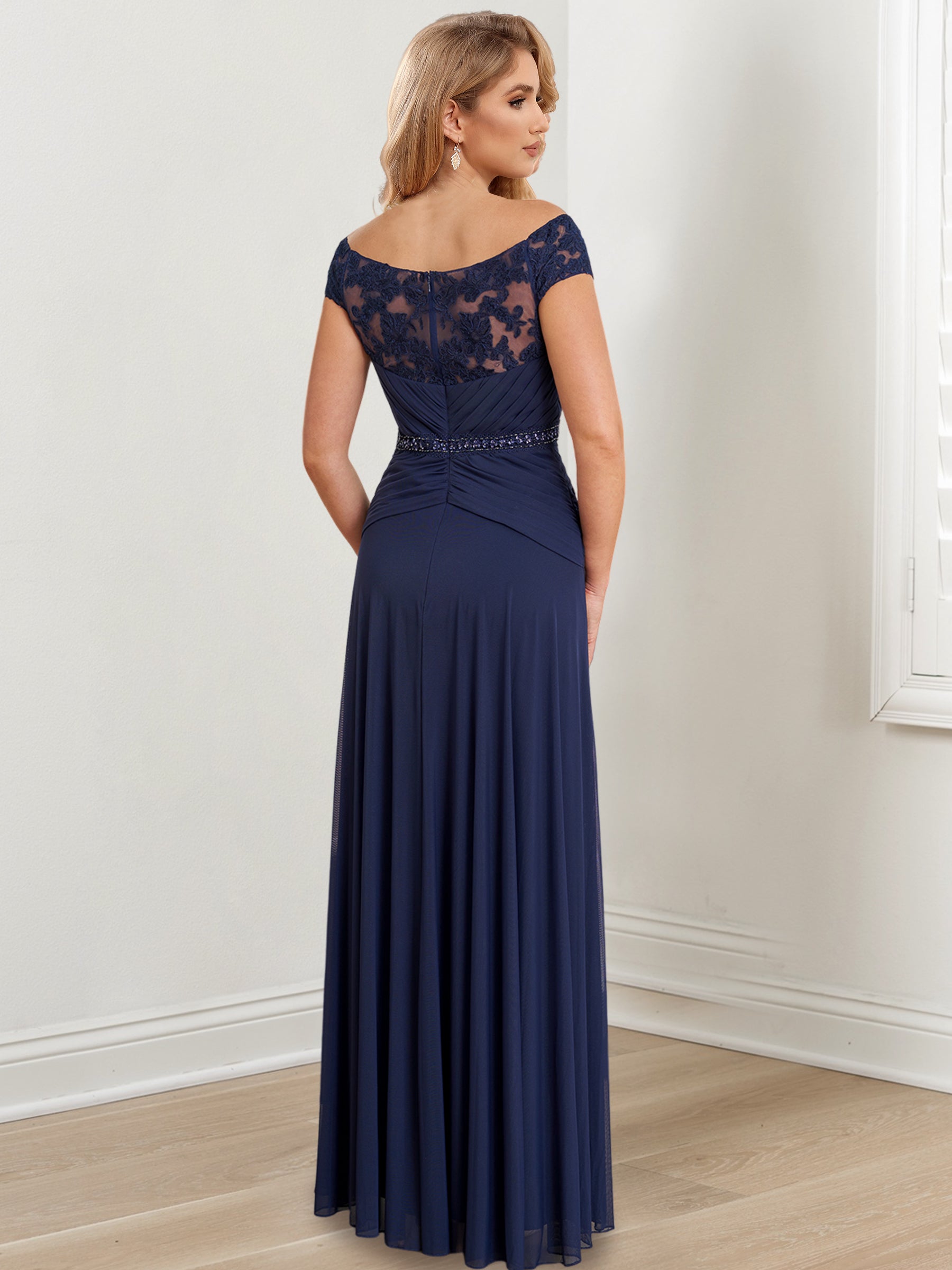 Long Off the Shoulder Mother of the Bride A Line Dresses