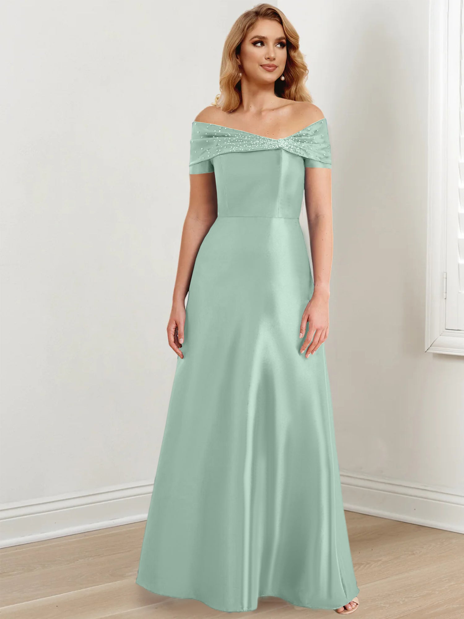 Long Off the Shoulder Mother of the Bride A Line Dresses