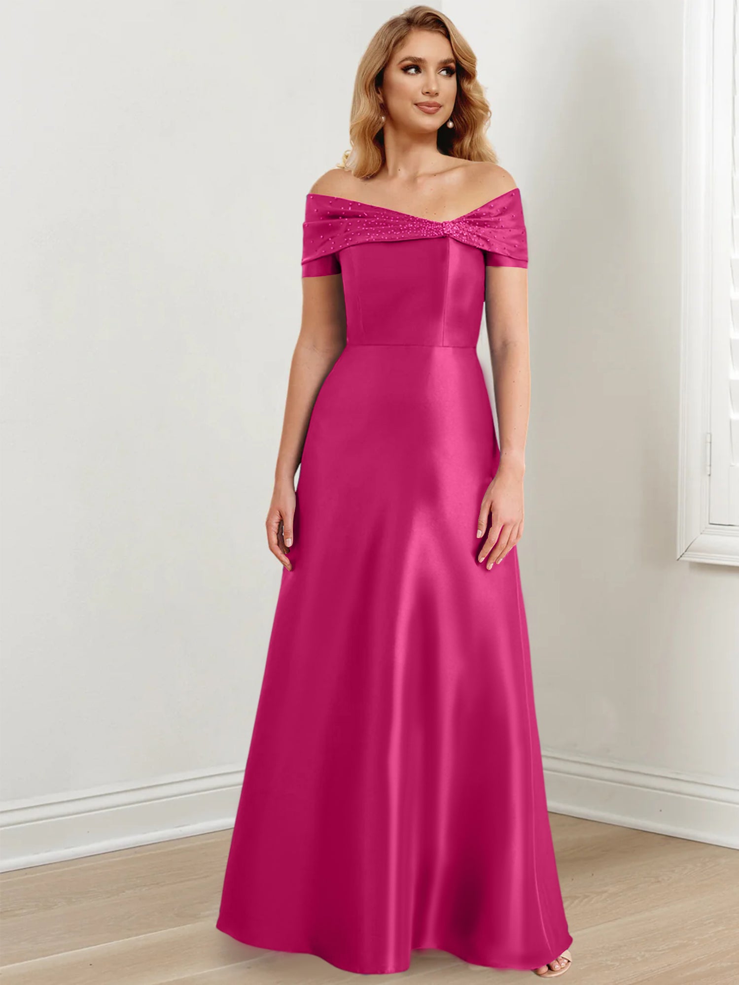 Long Off the Shoulder Mother of the Bride A Line Dresses