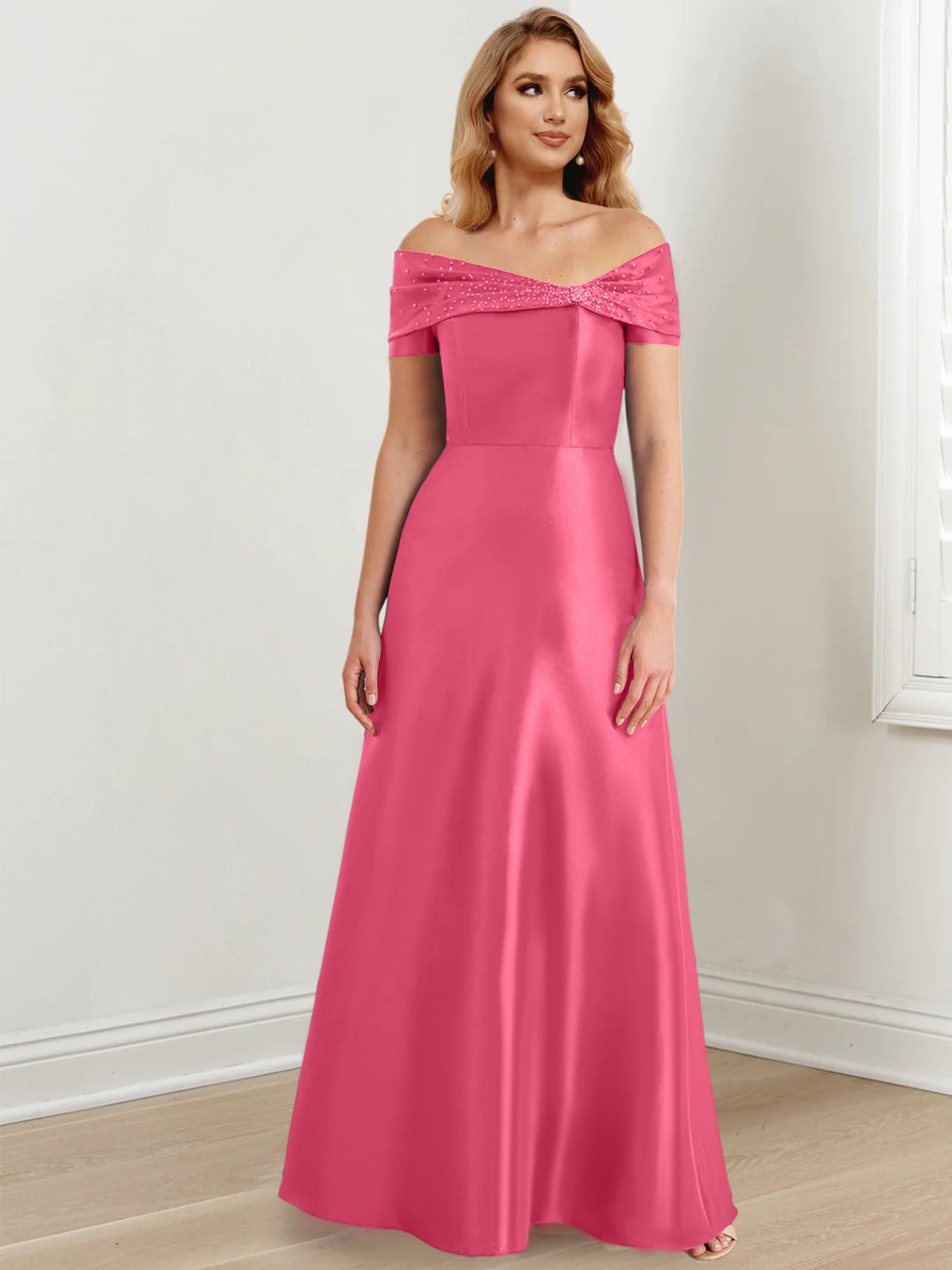 Long Off the Shoulder Mother of the Bride A Line Dresses