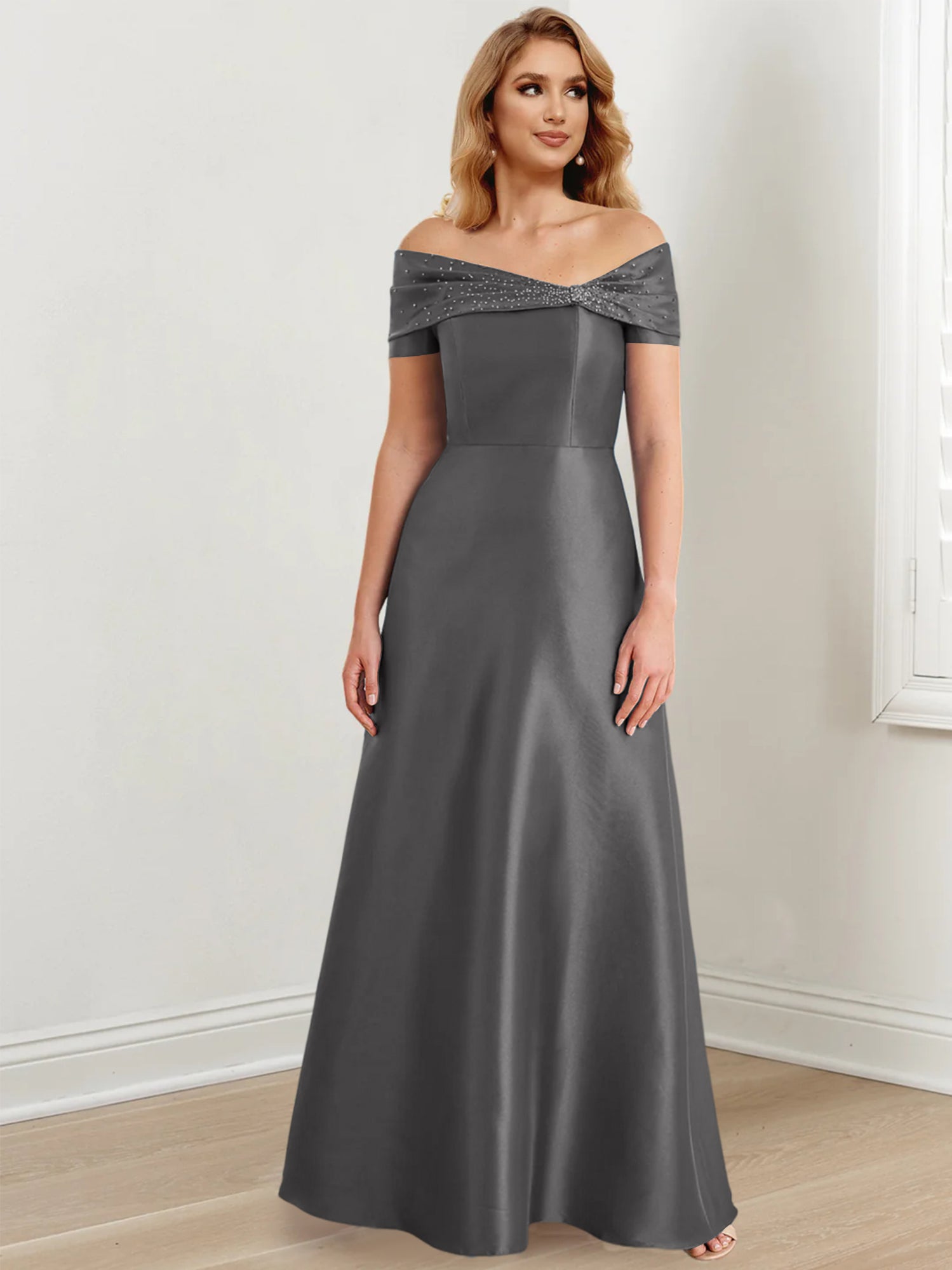 Long Off the Shoulder Mother of the Bride A Line Dresses