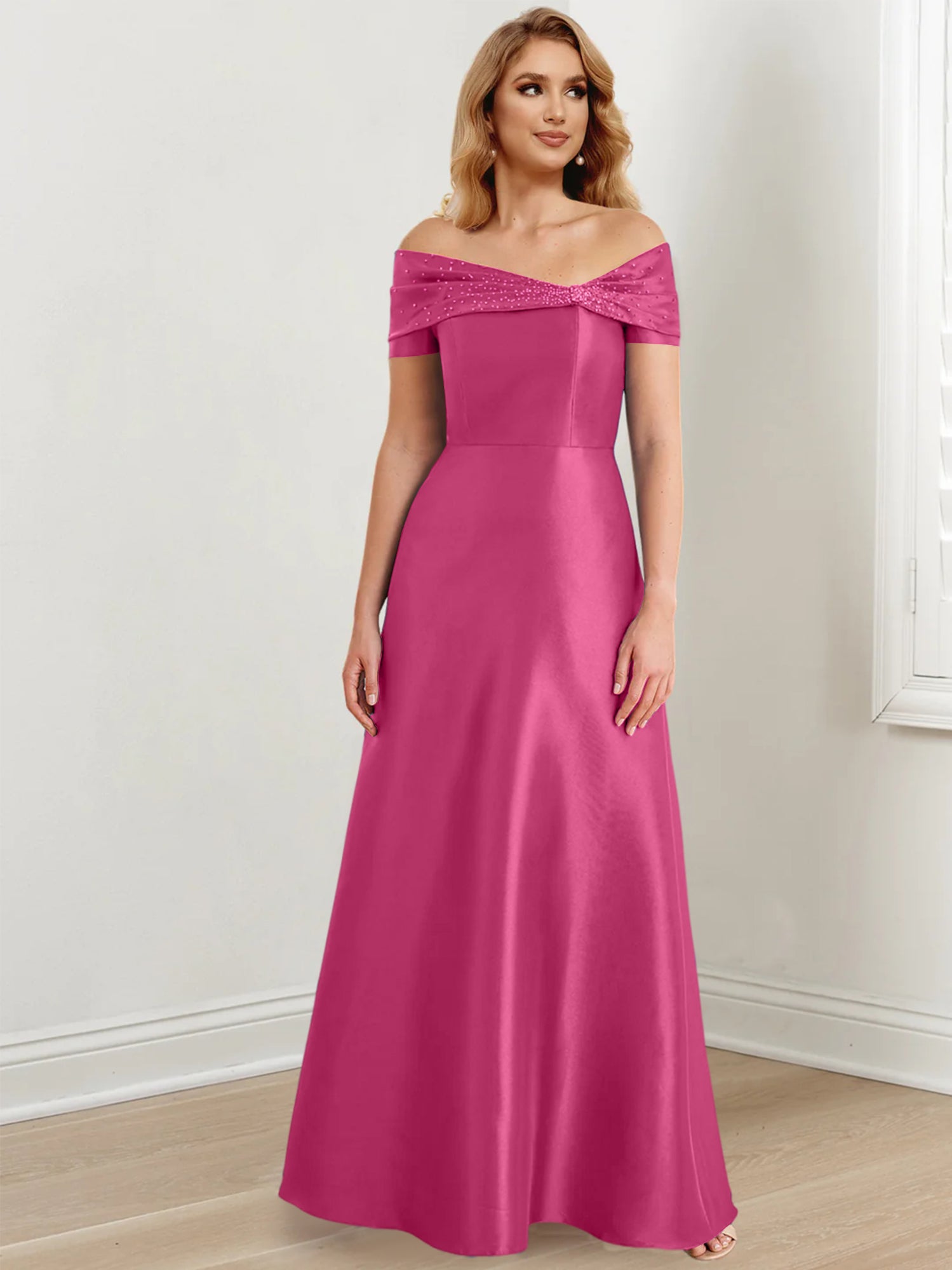 Long Off the Shoulder Mother of the Bride A Line Dresses
