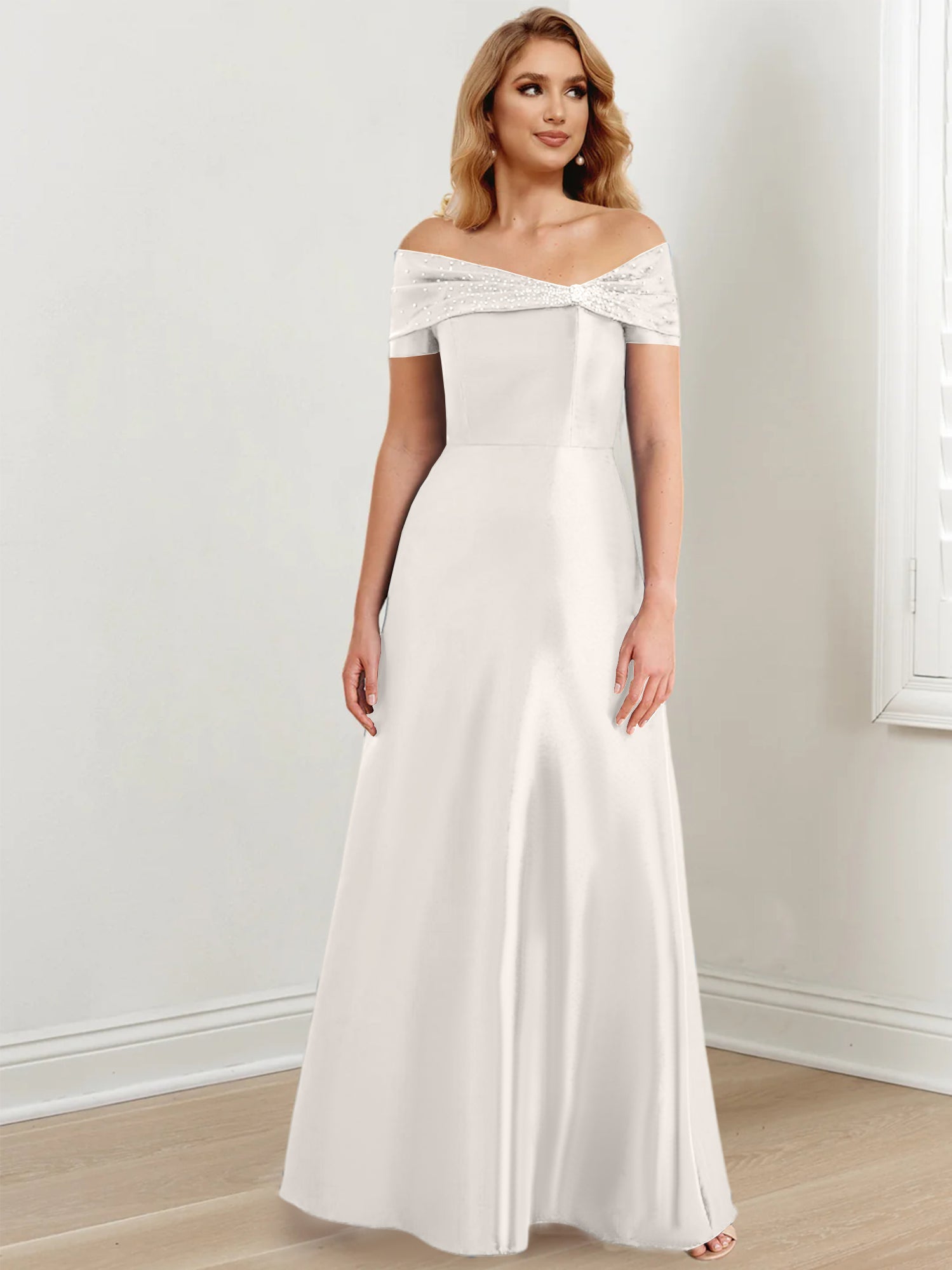 Long Off the Shoulder Mother of the Bride A Line Dresses