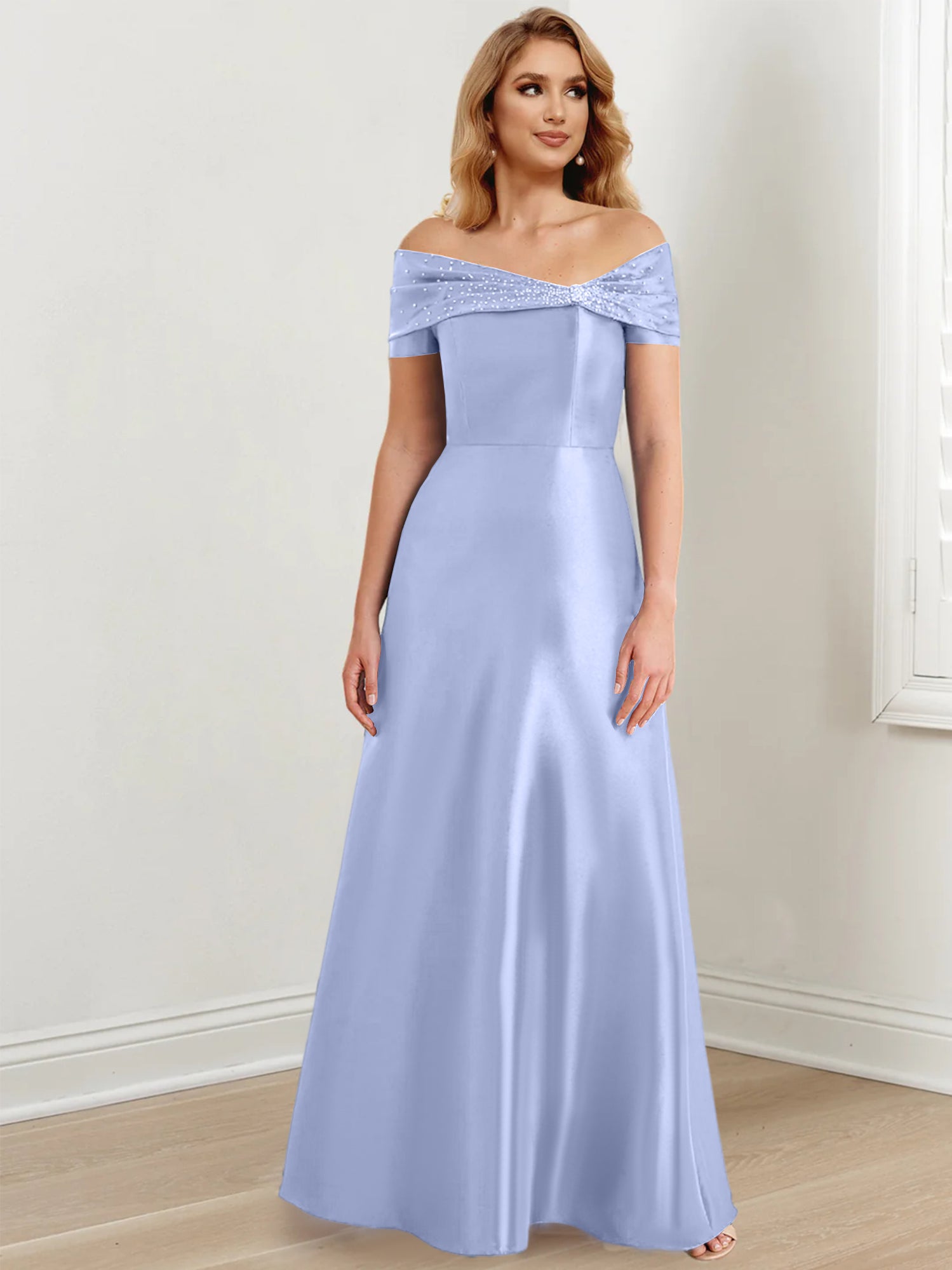 Long Off the Shoulder Mother of the Bride A Line Dresses